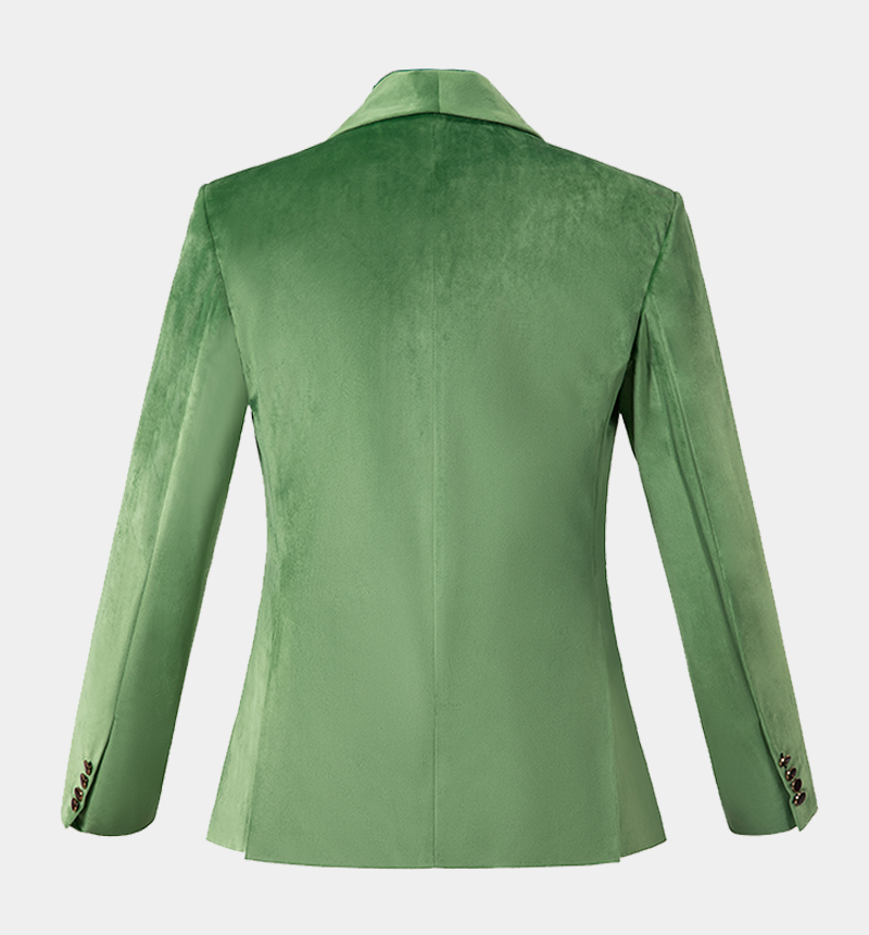 Green Velvet Three-Piece Tuxedo Double-Breasted Suit