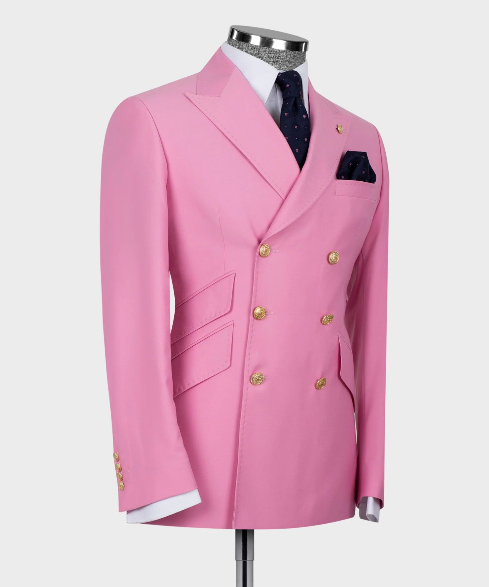 Chic Pink Double Breasted Six Button Men Suit Men Two Piece Suit