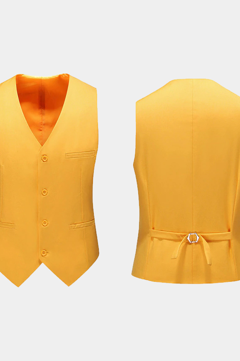 Gold Three-Piece Notch Lapel Suit Corey Formal Tuxedo