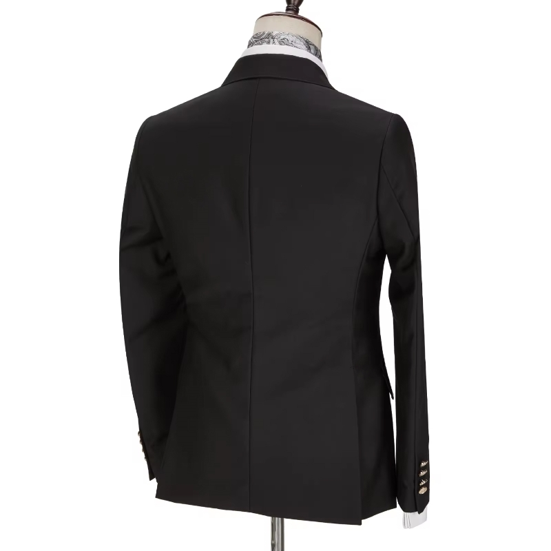bella Black Peak Lapel Double-Breasted Prom Suit