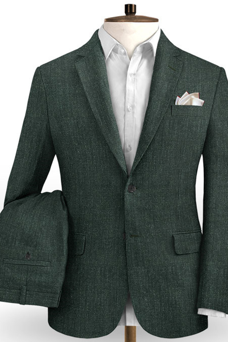 Albert Cool Fashion Green Linen Suit Slim Fit Tuxedo