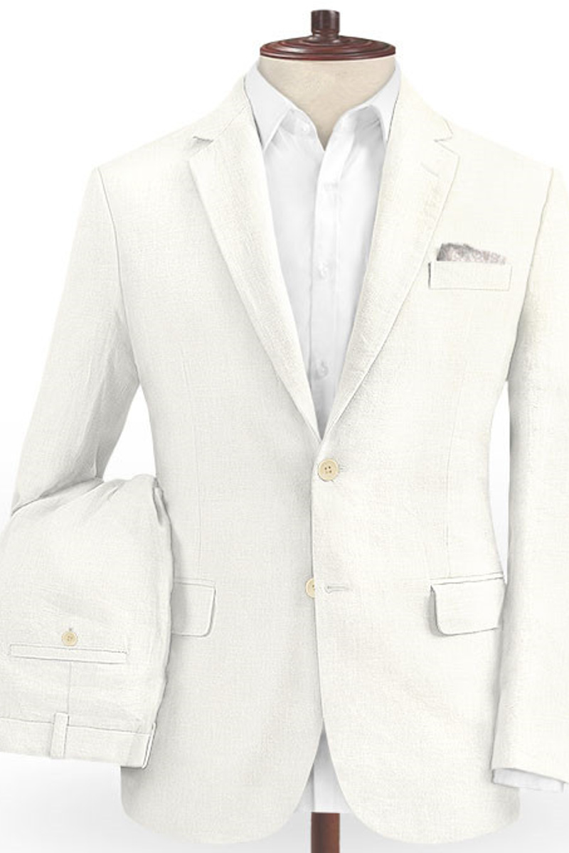 Summer Beach Linen Wedding Suit Best Man Blazers Casual Groom Prom Tuxedo
