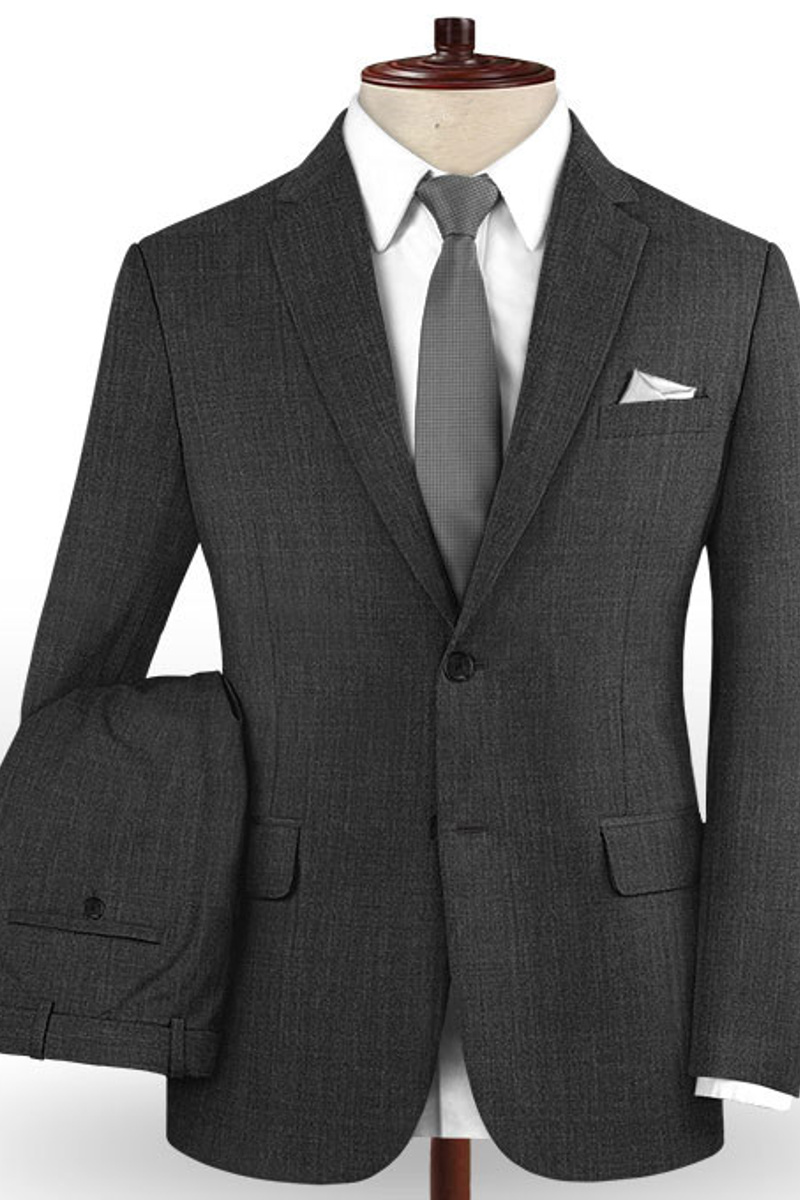 Grey Business Suit Formal Meeting Slim Fit Tuxedo
