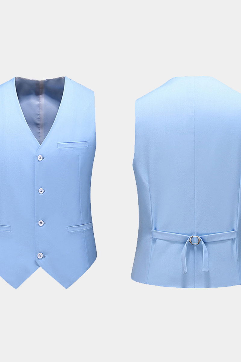 Classic Sky Blue Suits Three-Piece Suits on Sale