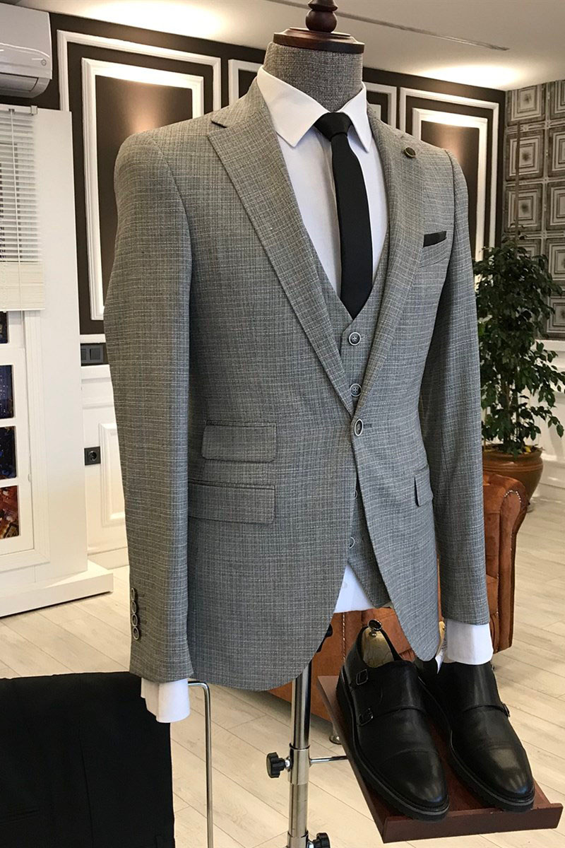 Lambert Grey Plaid Three-Pack Notch Lapel Formal Wear