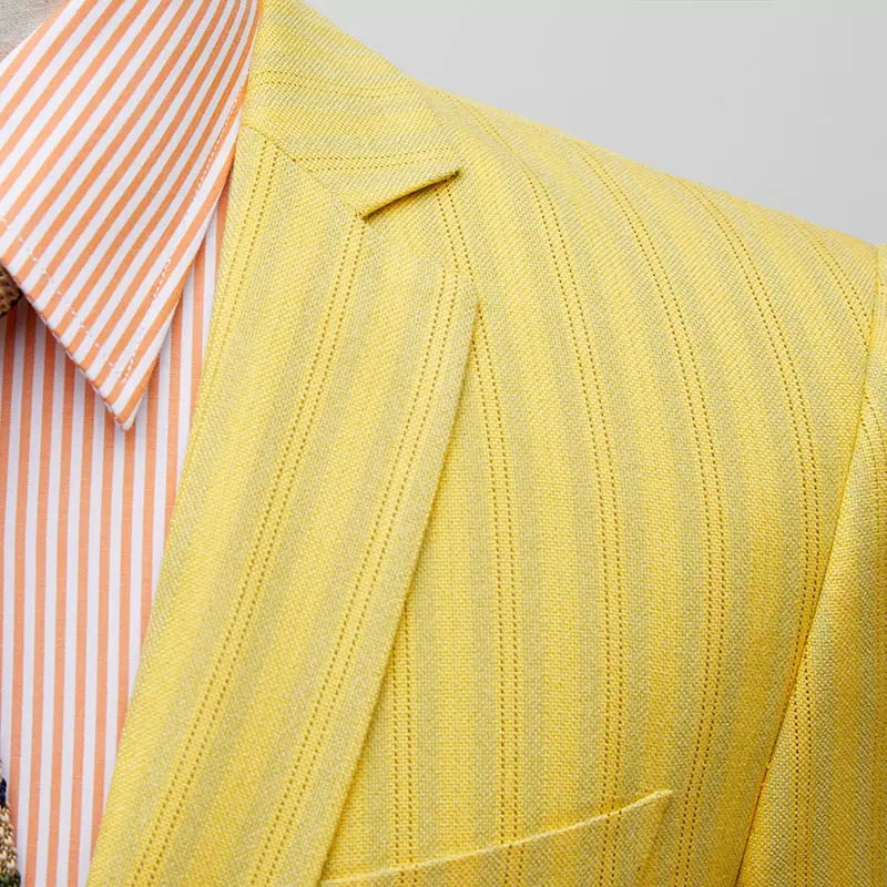 Yellow Slim Fit Two-Button Prom Suit Business Casual Two-Piece