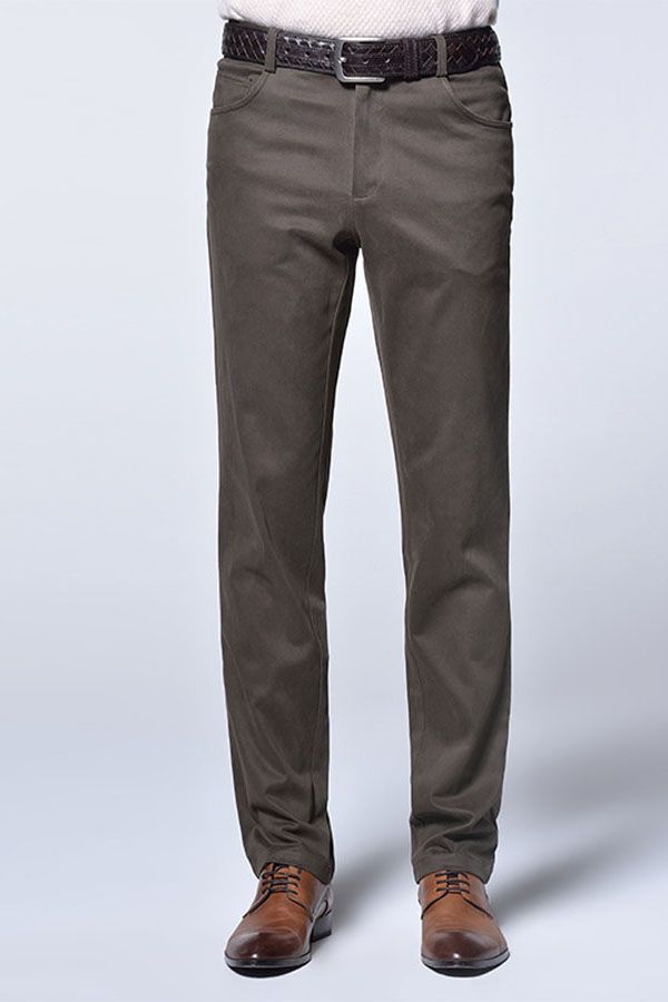 Men Brown Cotton Slim Fit Fashion Casual Pants