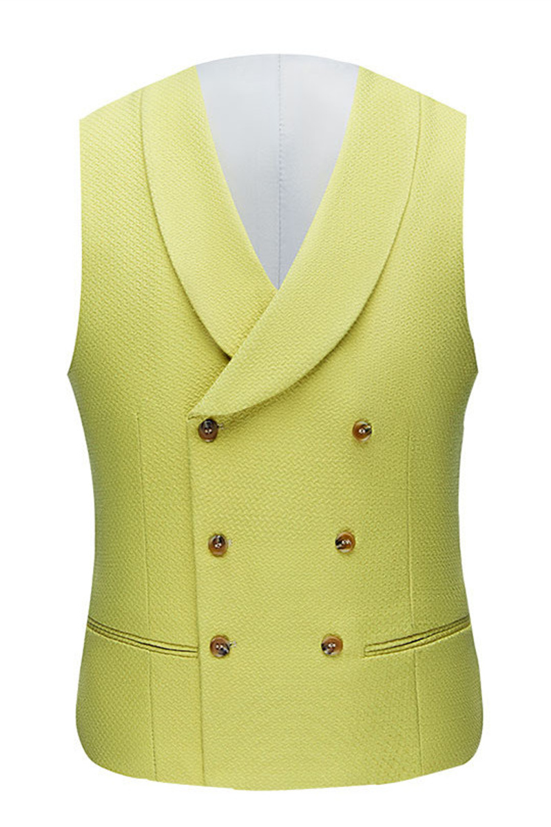 Jasper Yellow Three Piece Point Lapel Men Fashion Prom Suit