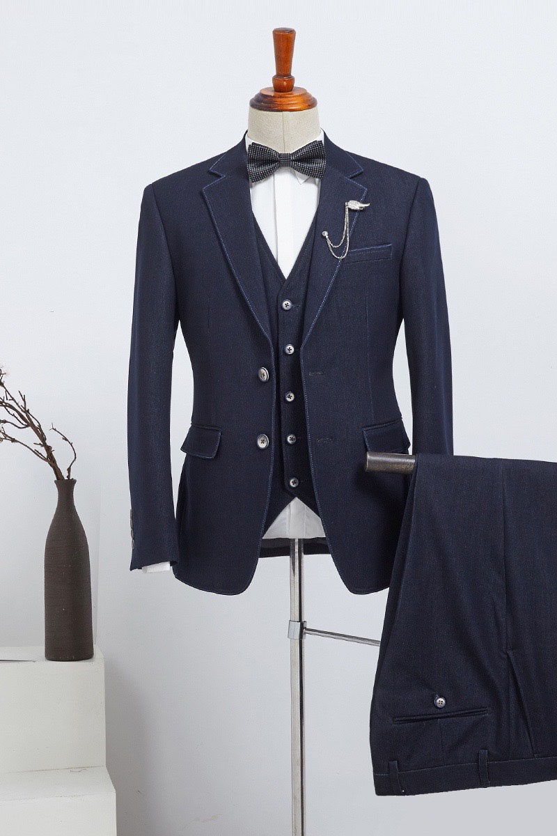 Barnett Hot Navy Three-Pack Slim Fit Custom Business Suit