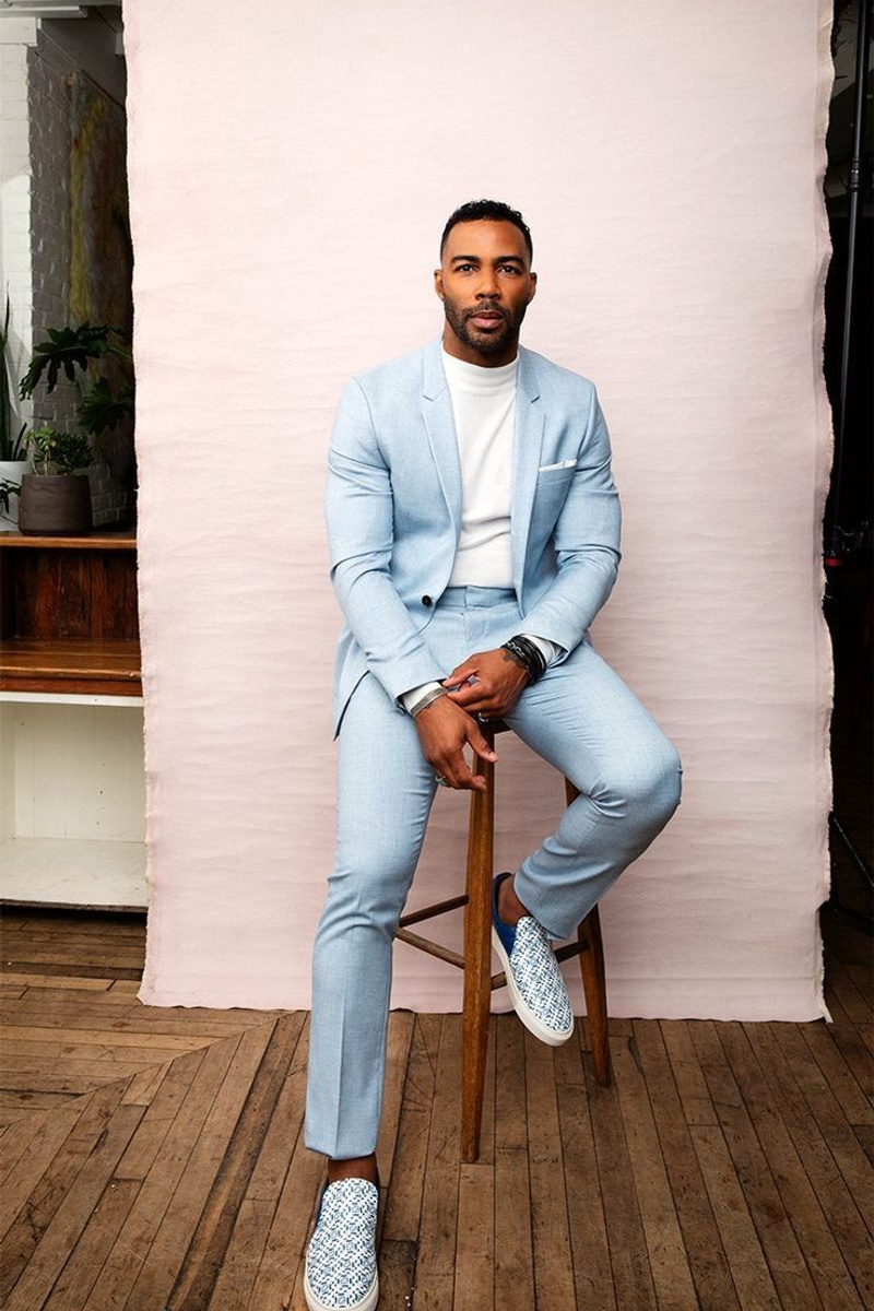 Sky Blue One Button Formal Business Men Suitable For Prom