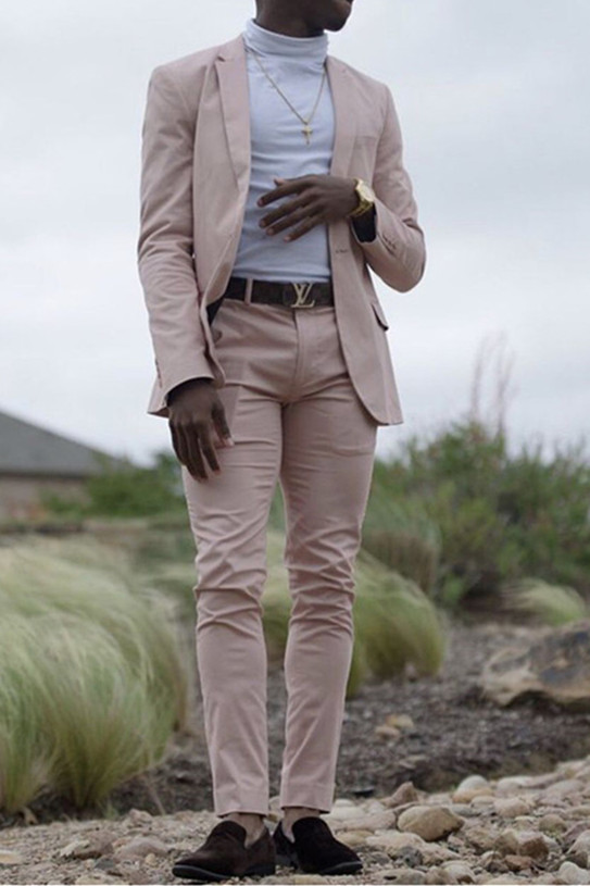 Trendy Pink Slim Prom Suits For Men Two Piece Prom Suits Online
