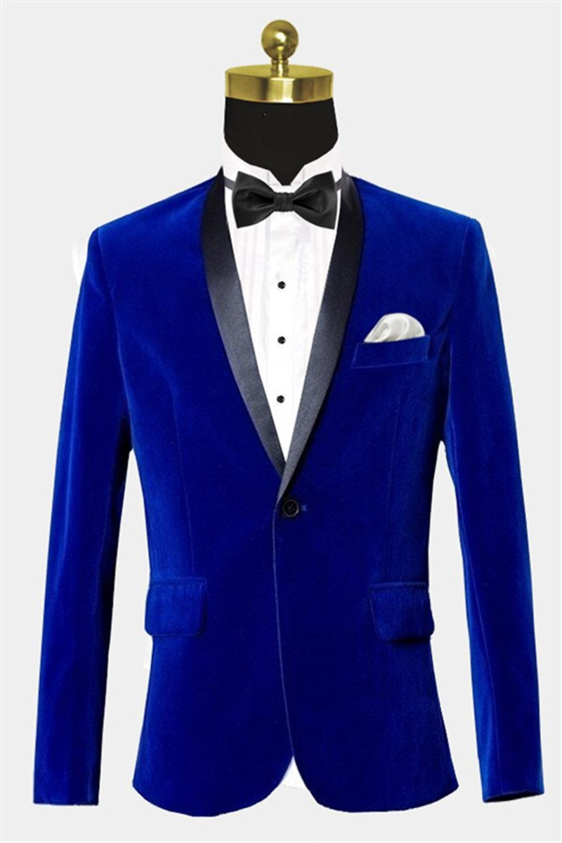 Royal Blue Velvet Tuxedo Jacket Shawl Lapel Prom Suit Online