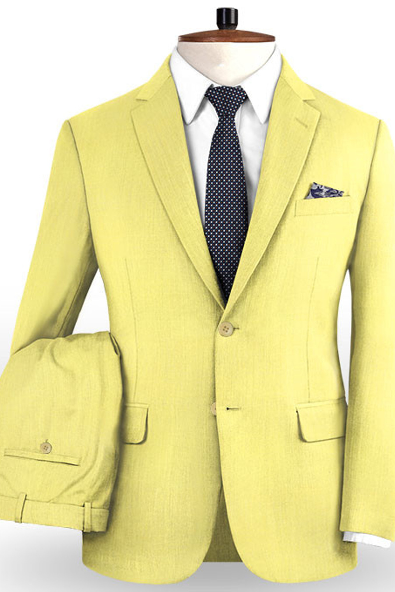 Yellow Fashion Prom Suit Cozy Two-Piece Tuxedos