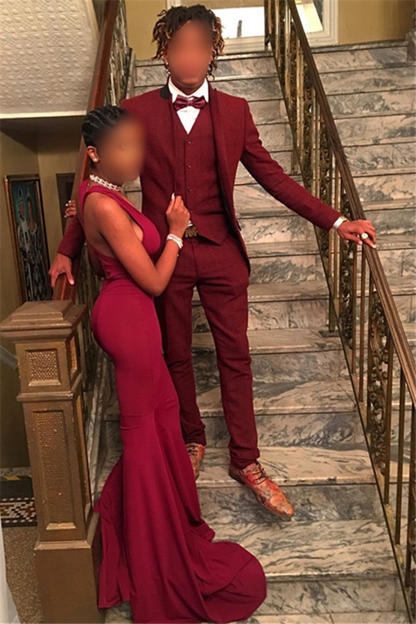 Handsome Prom Red Suit Three Piece Slim Fit Men Suit Online