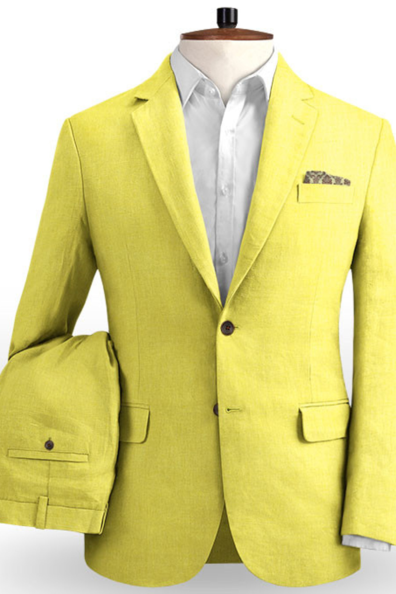 Shiny Yellow Slim Fit Tuxedo Prom Suit