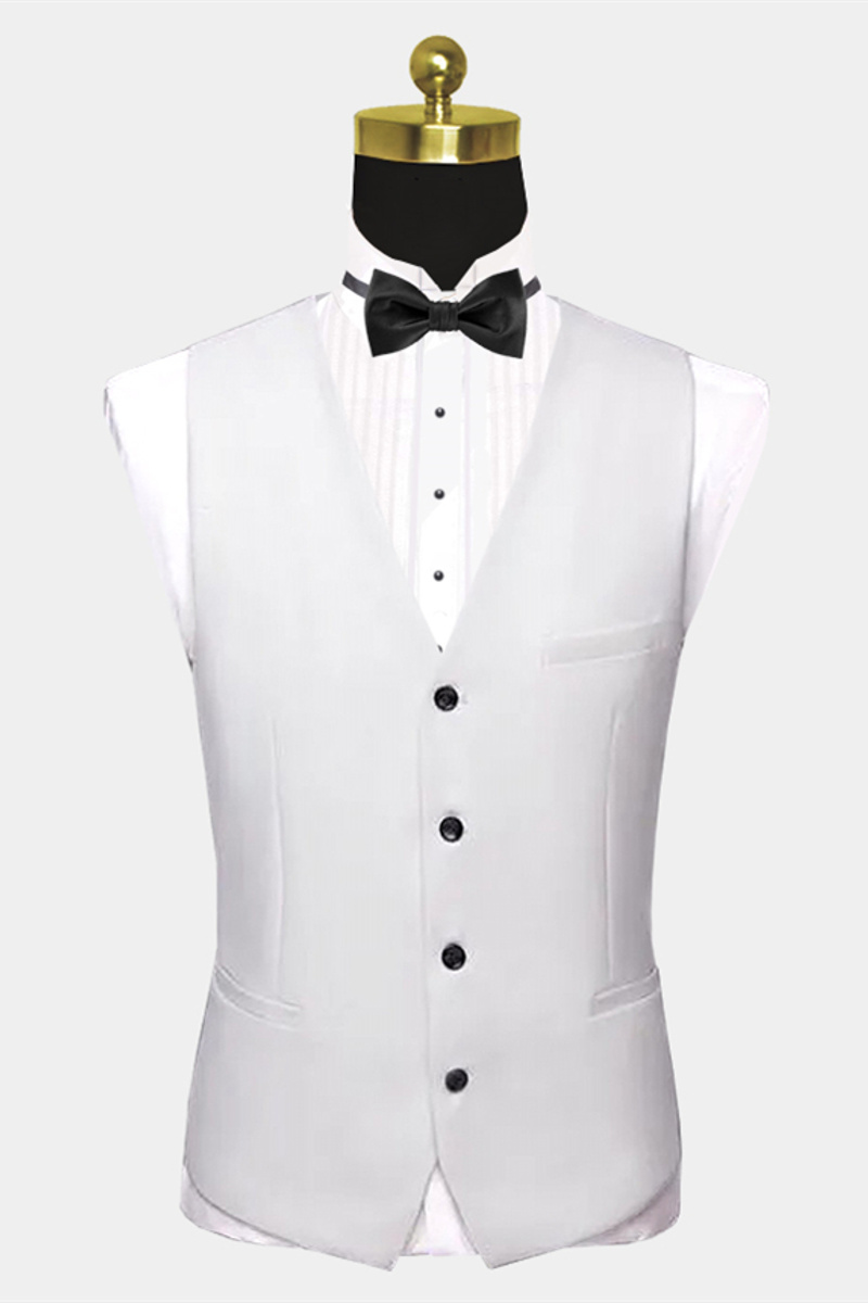 Classic White Wedding Tuxedo with Black Satin Shawl Lapel and Pocket Edge - Will