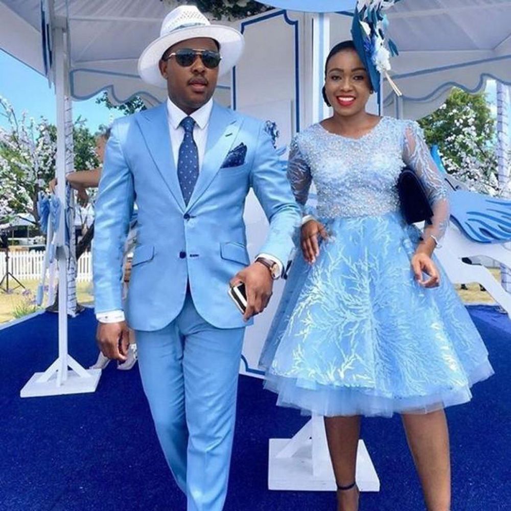 Nathan Blue Pointed Lapel Two Piece Men Prom Suit