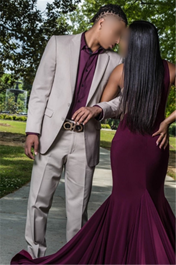 Custom Silver Two Piece Prom Costume Handsome Slim Fit Men Suits Online