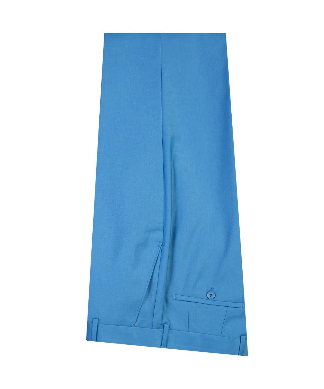 Modern Blue Double-Breasted Point Collar Business Suit