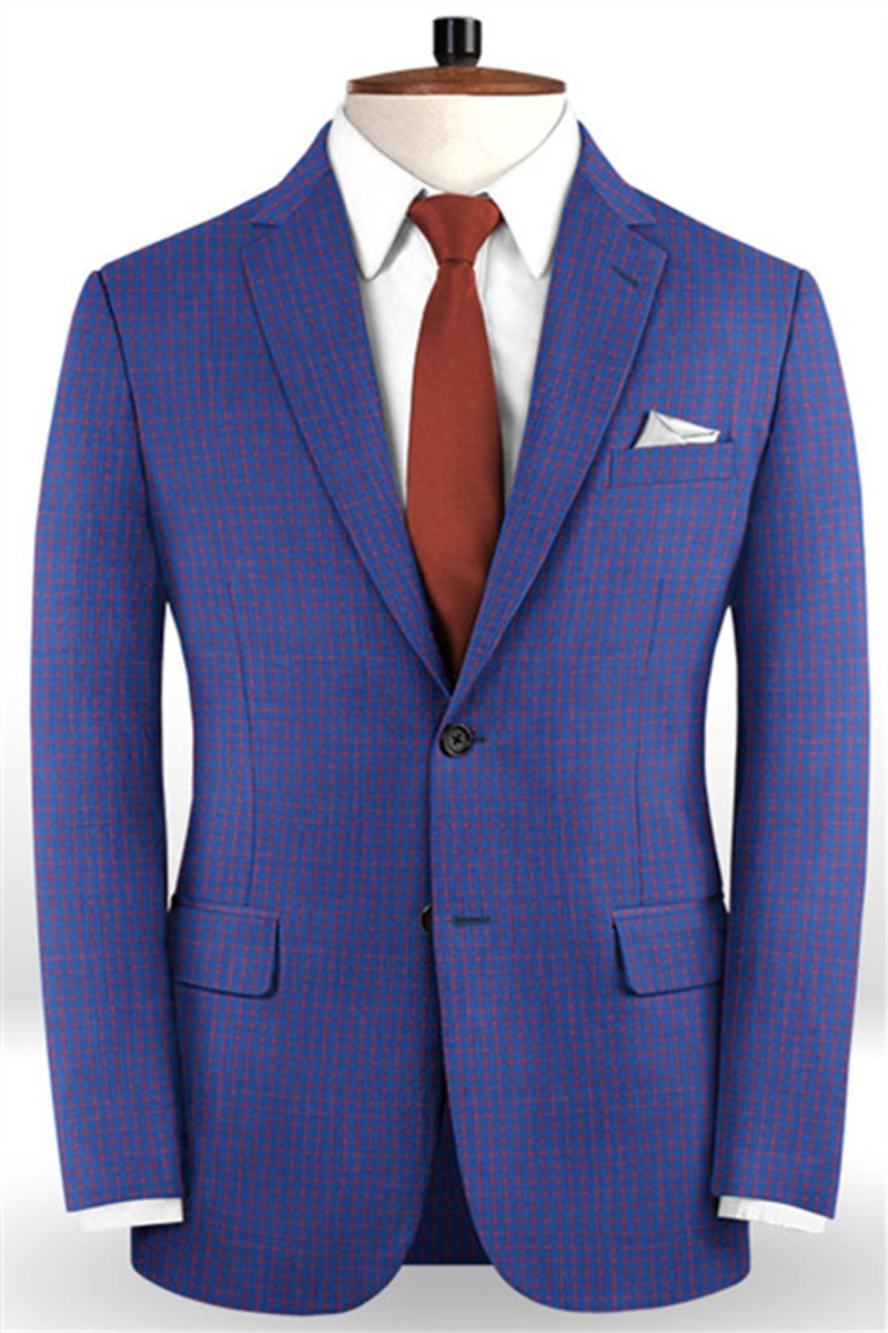 Royal Blue Tuxedo Online Modern Check Notched Lapel Suit