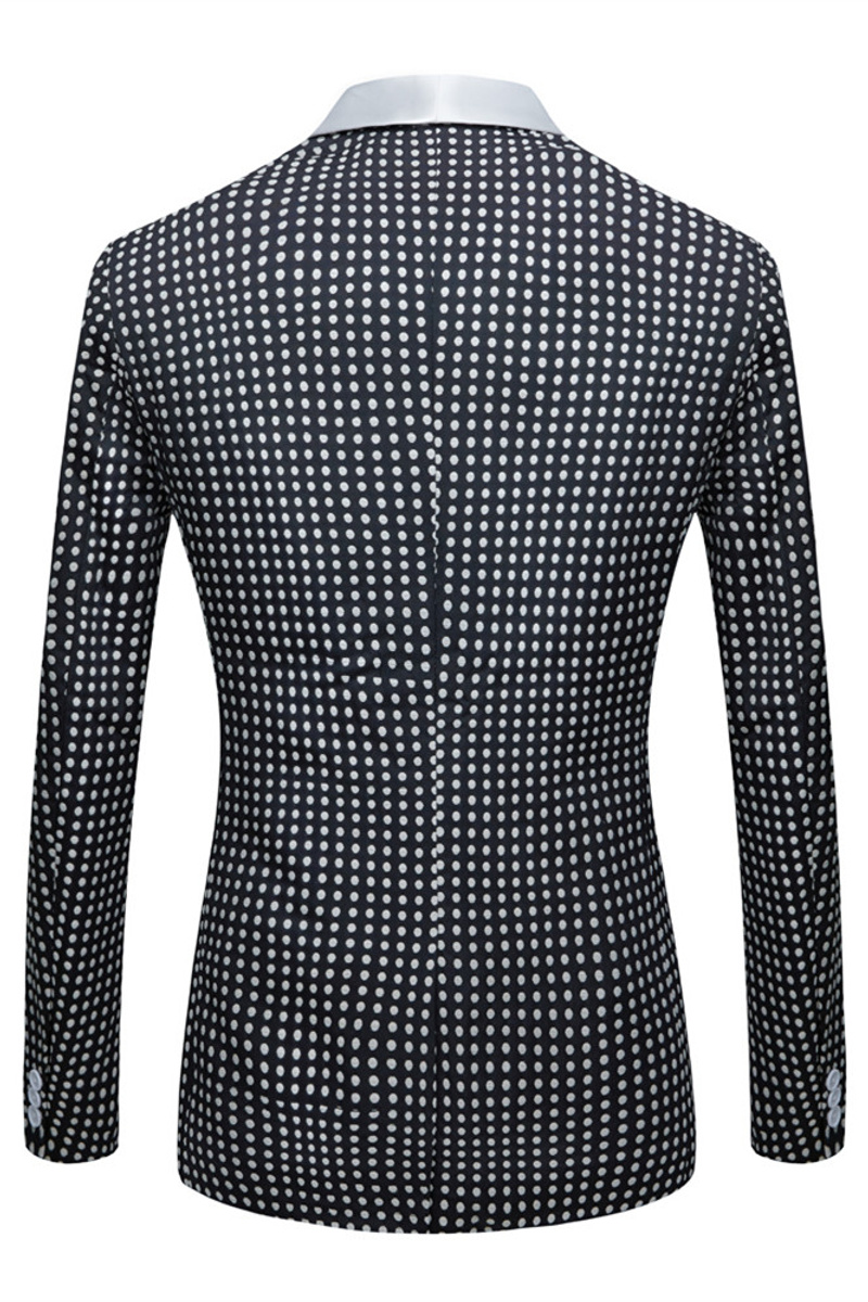 Shane Black Dot Slim Fit Shawl Lapel Wedding Tuxedo