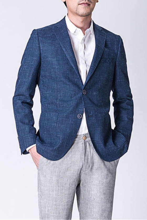 Men Dark Blue Business Jacket Blazer