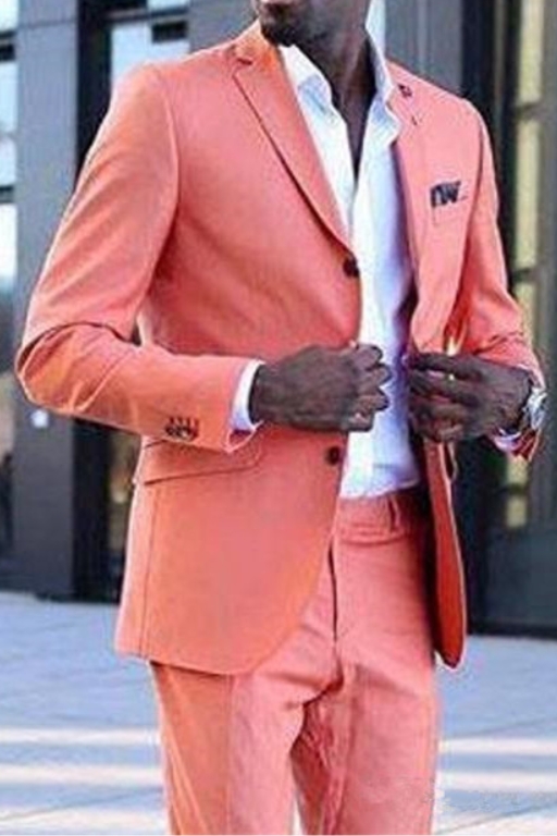 Jeffrey Coral Stylish Notch Lapel Slim Fit Men Suit