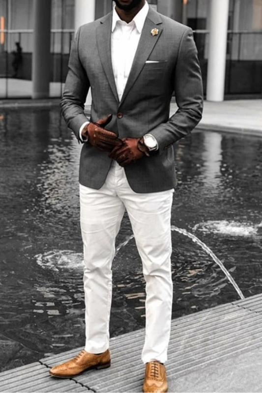 Myles Dark Grey Sleek Notched Lapel Business Suit
