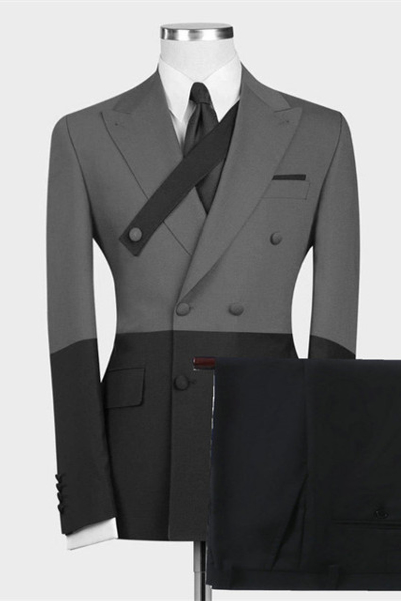 New Kingston Grey And Black Slim Fit Stylish Men Suits Online