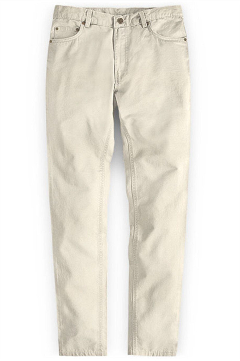 Cream High Quality Men Suit Trousers With Zip Fly