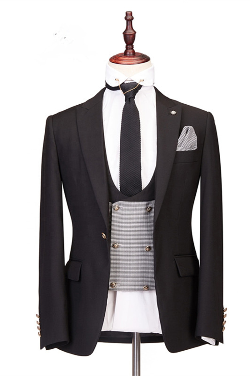 Collin Peaked Lapel Three-Piece Best Fitted Wedding Suit