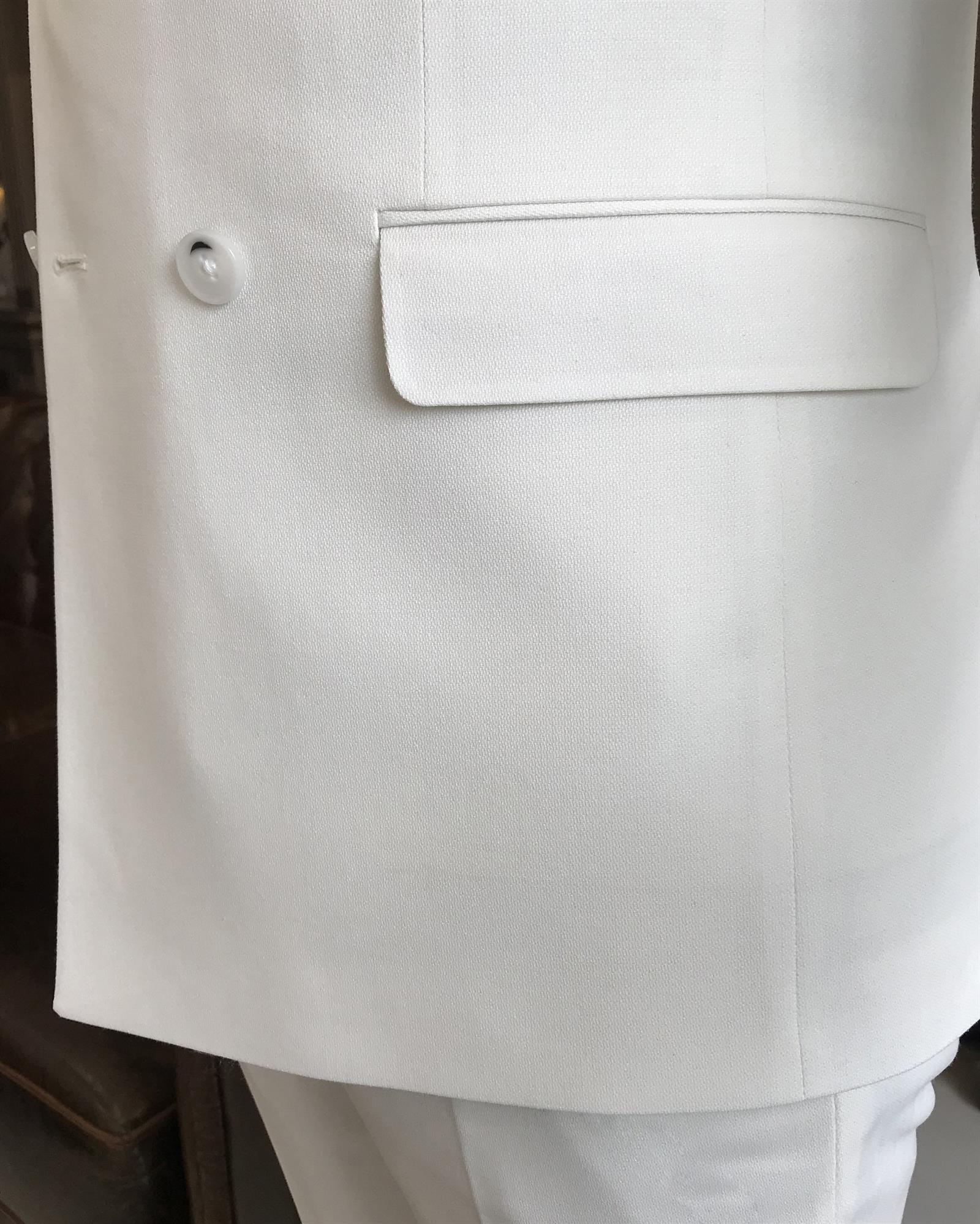 White Double-Breasted Lapel Collar Business Suit Two-Piece