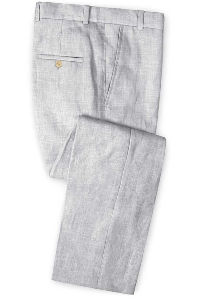 Linen Silver Beach Wedding Groom Tuxedo Slim Fit Best Man Blazer