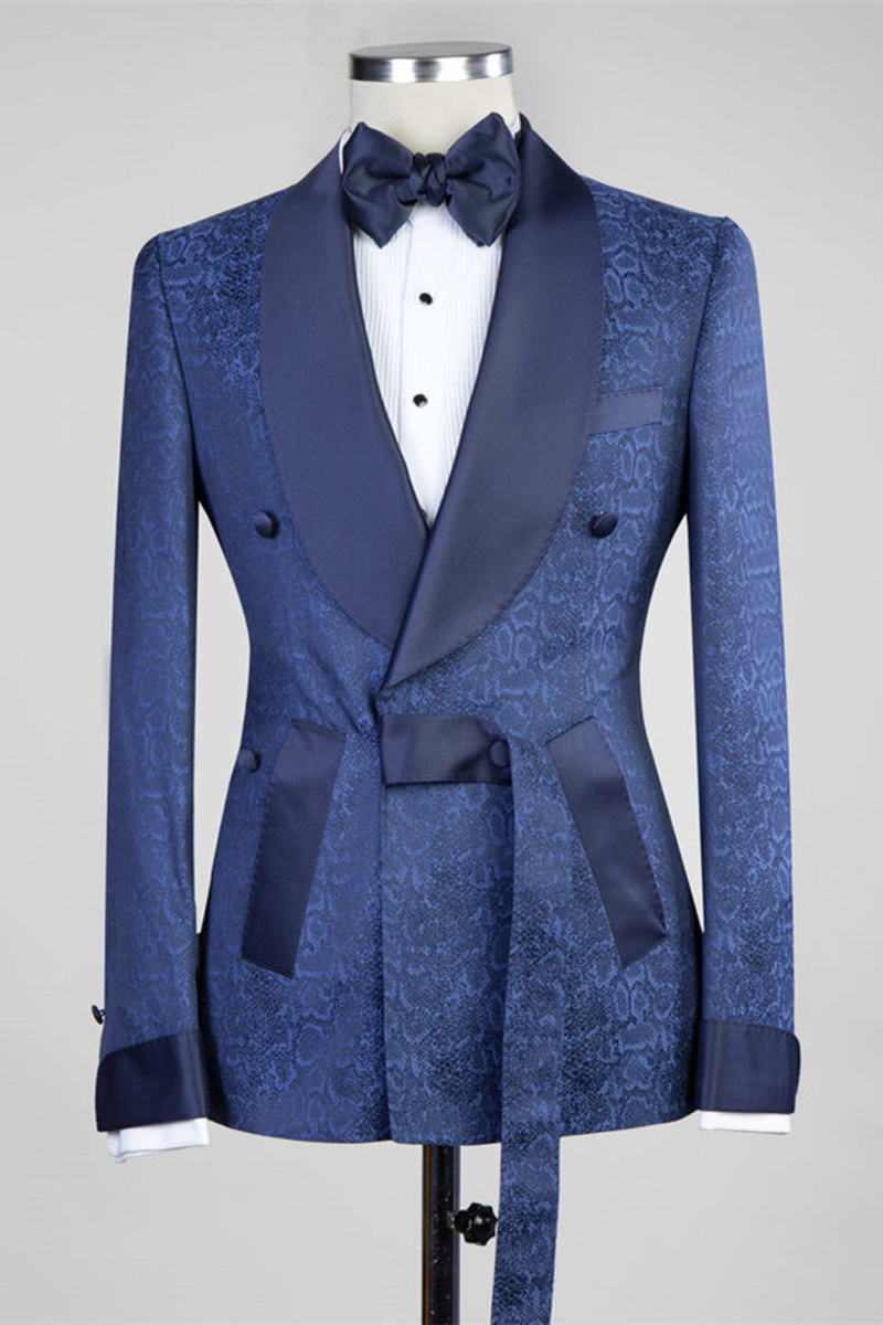 Nelson Dark Navy Slim Fit Double-Breasted Fashion Wedding Suit