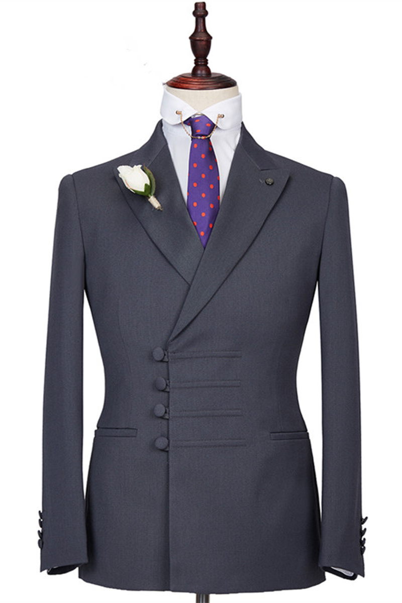 Camden Dark Grey Slim Fit Point Lapel Buckle Formal Suit Online