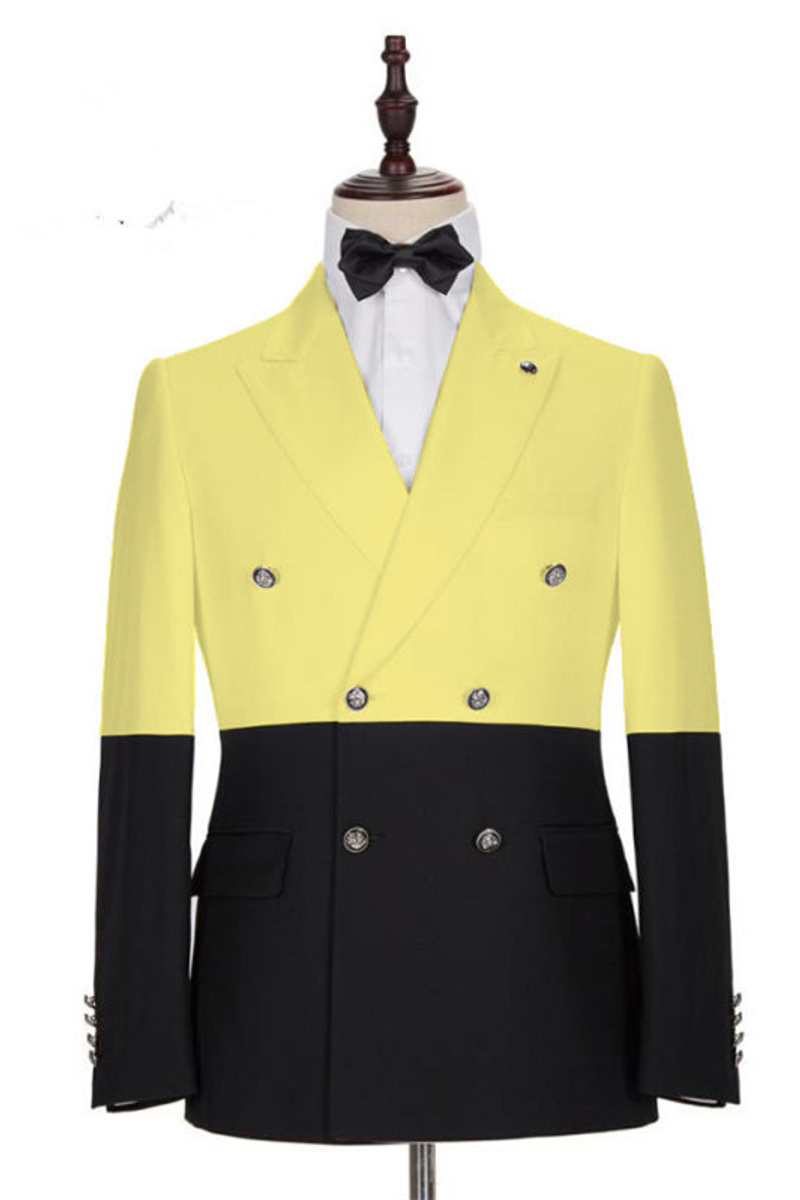 Taylor Yellow Fashion Slim Fit Double Breasted Men Prom Wear