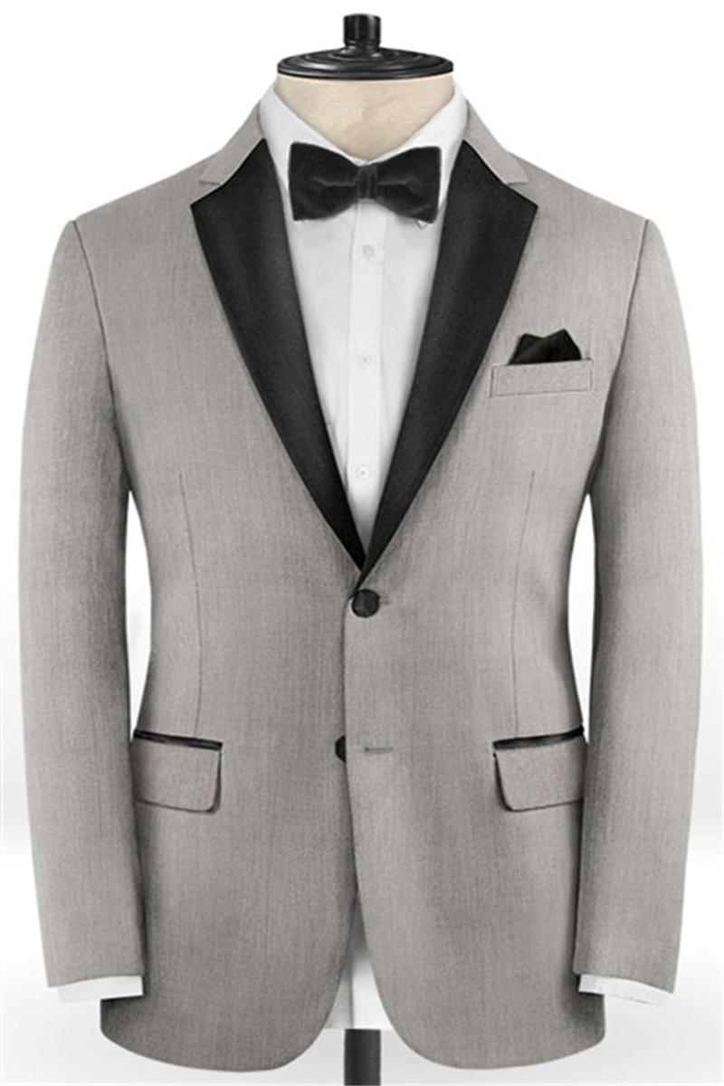Silver Two Piece Business Men Suit Online Custom Prom Suit Tuxedo