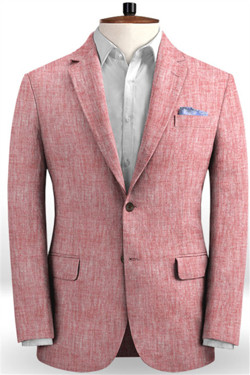 New Pink Prom Suit High-Quality Linen Tuxedo