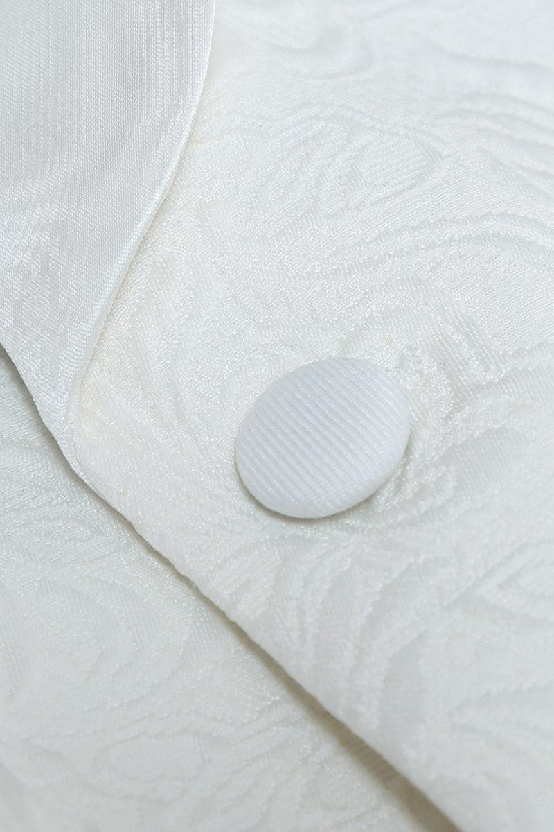 White Jacquard Wedding Suit Elegant Two-Piece Shawl Lapel Groom Suit