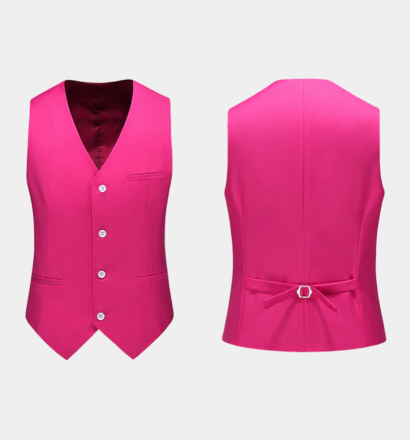 Hot Pink Three-Piece Prom Suit Dante Peak Lapel Tuxedo