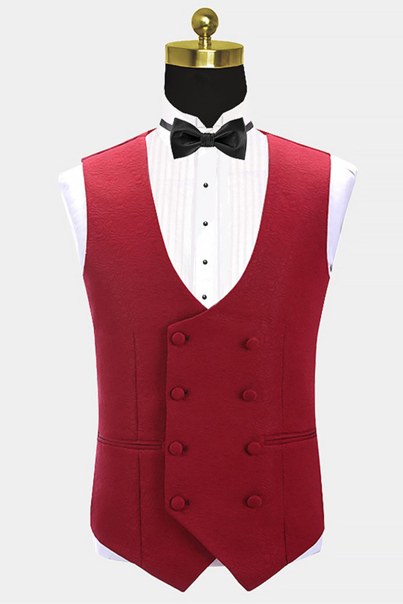 Abbas Red Three-Piece Fashion Shawl Lapel Wedding Groom Suit