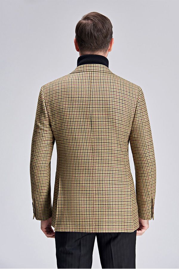 Check Patch Pocket Khaki Casual Blazer