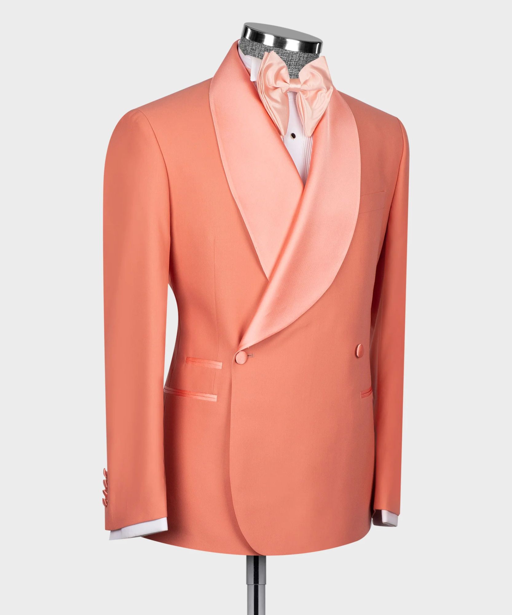 Dazzling Orange Shawl Lapel Double-Breasted Men's Wedding Suit
