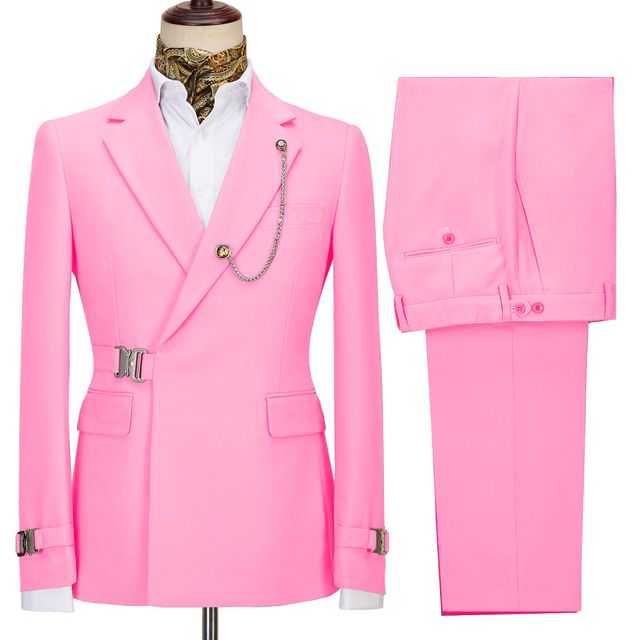 Blake Fashion Pink Slim Fit Lapel Formal Business Men Suit