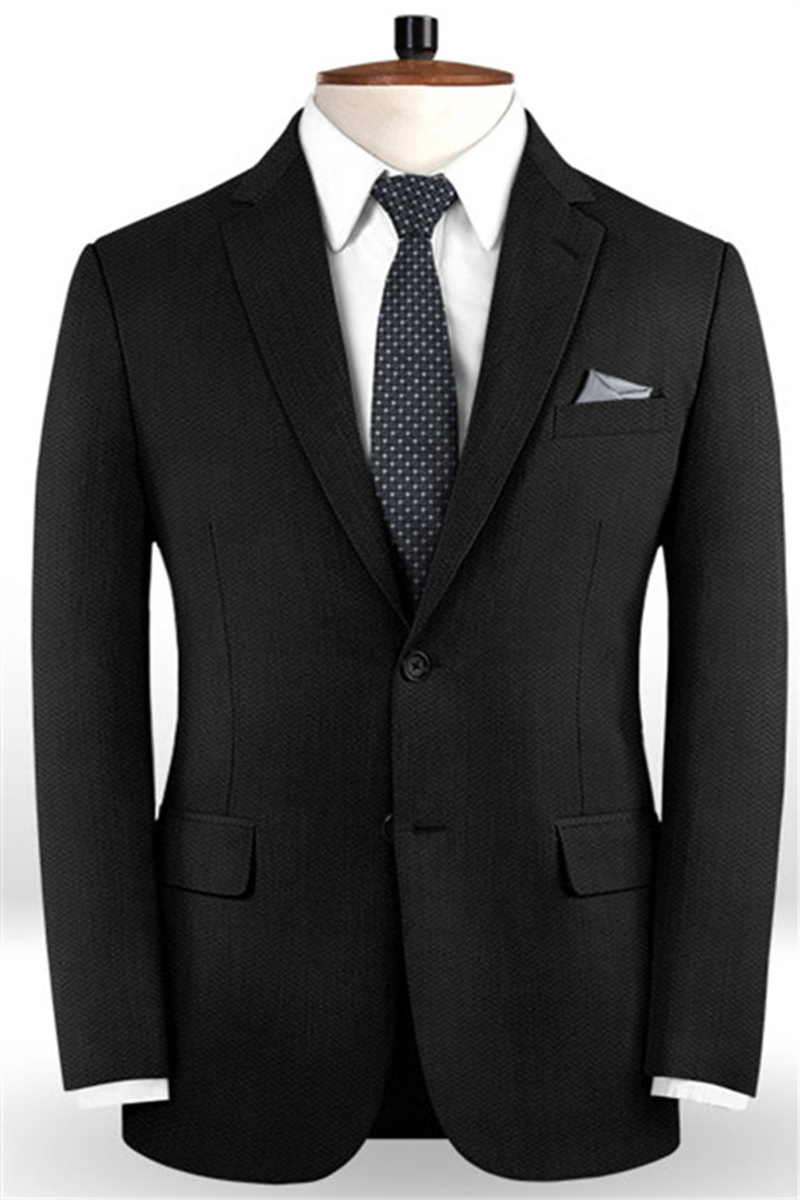 Black Design Notch Lapel Tuxedo Formal Business Blazer Two-Pieces