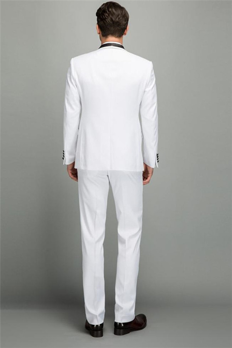 Elegant Two-Piece Groom Suit Slim Shawl White Tuxedo