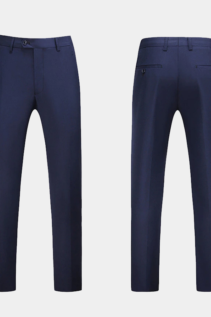 Navy Blue Formal Business Tuxedo Sparkling Notch Lapel Prom Suit