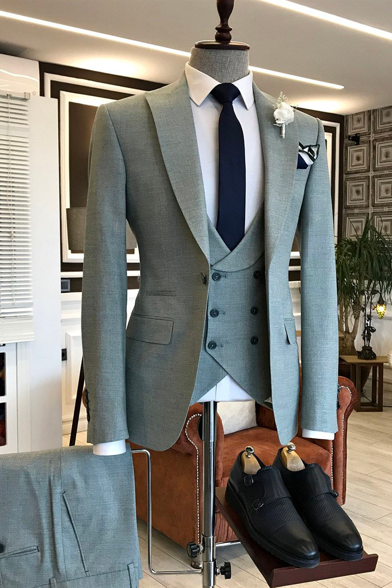 Henry Stylish Grey Three Piece Point Lapel Business Suit