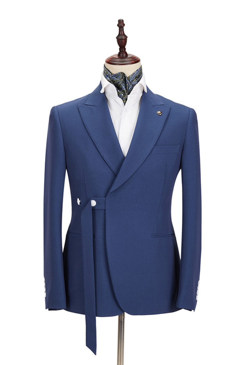 Kayden Dark Blue Pointed Lapel Slim Fit Business Suit