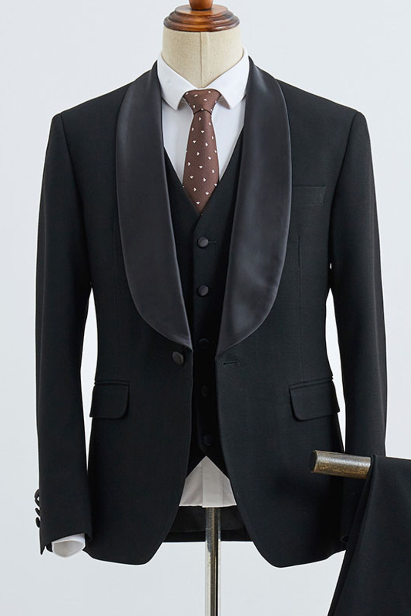 Beacher Elegant Three-Piece Slim Fit Groom Wedding Set